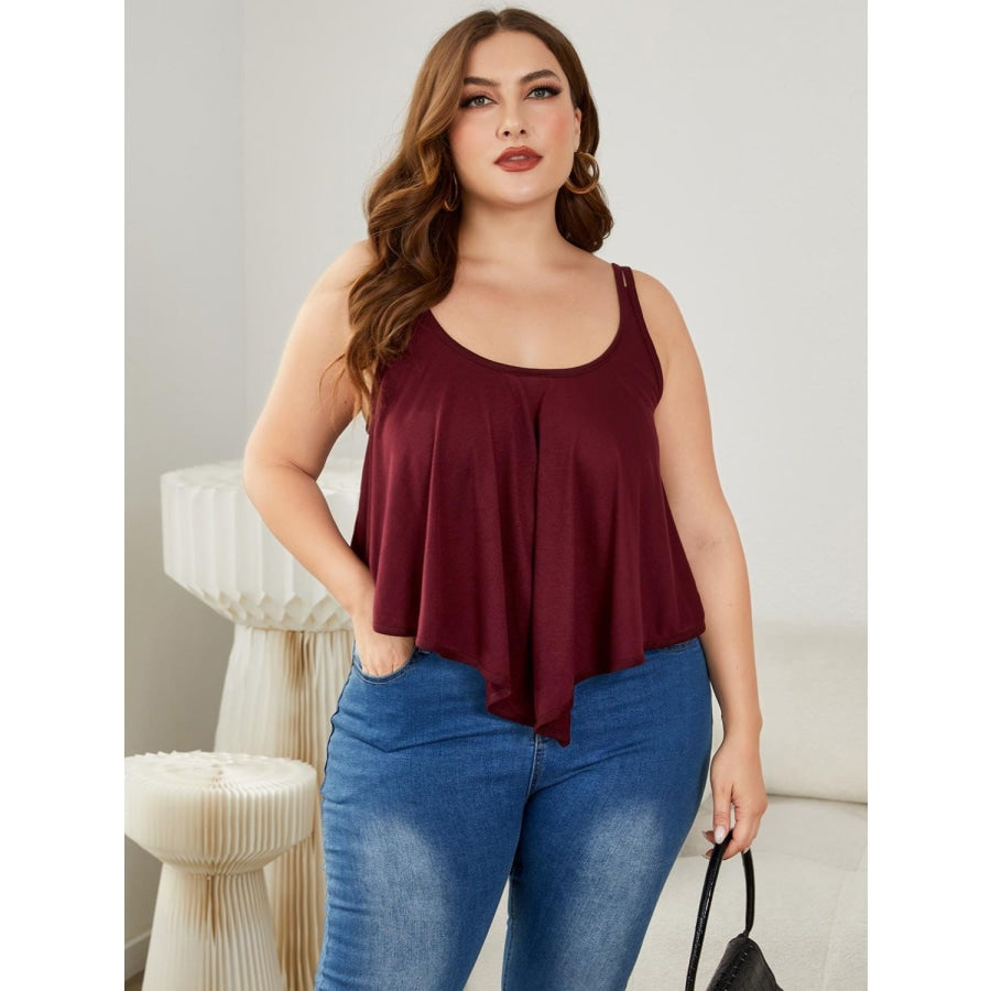 Plus Size Double-Strap Scoop Neck Cami Wine / 1XL