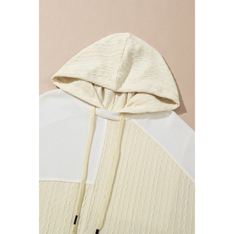 Plus Size Drawstring Color Block Long Sleeve Hoodie Apparel and Accessories