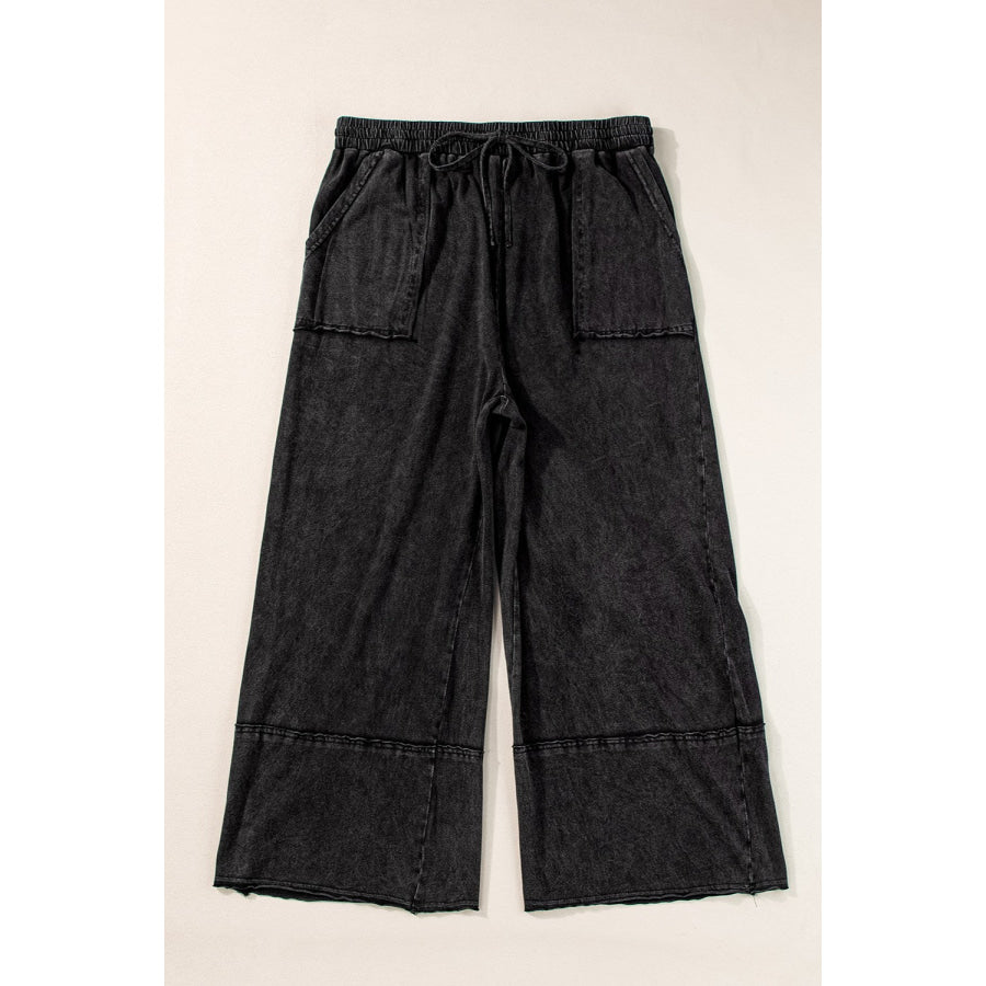 Plus Size Drawstring Wide Leg Pants Apparel and Accessories