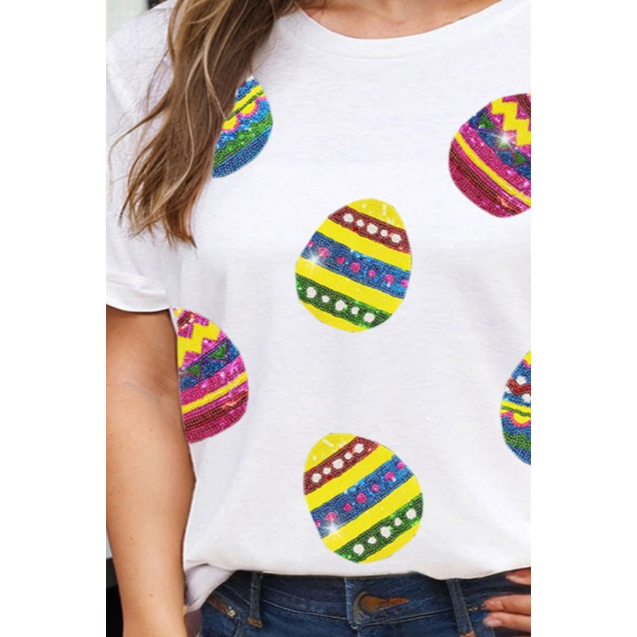 Plus Size Easter Round Neck Short Sleeve T-Shirt White / 1XL Apparel and Accessories