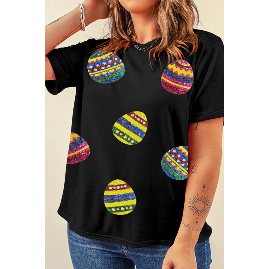 Plus Size Easter Round Neck Short Sleeve T-Shirt Black / 1XL Apparel and Accessories