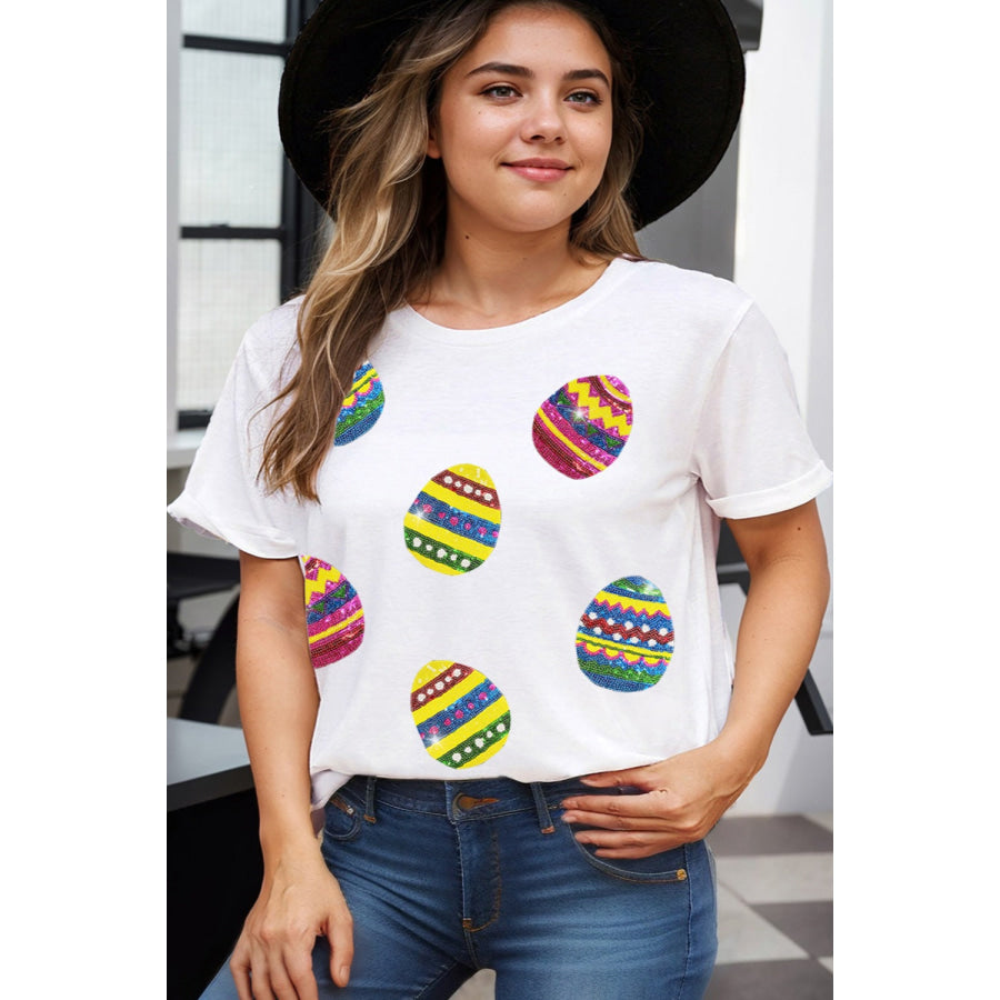 Plus Size Easter Round Neck Short Sleeve T-Shirt White / 1XL Apparel and Accessories