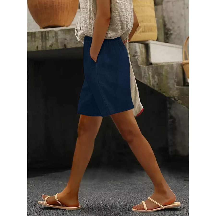 Plus Size Elastic Waist Casual Shorts Apparel and Accessories