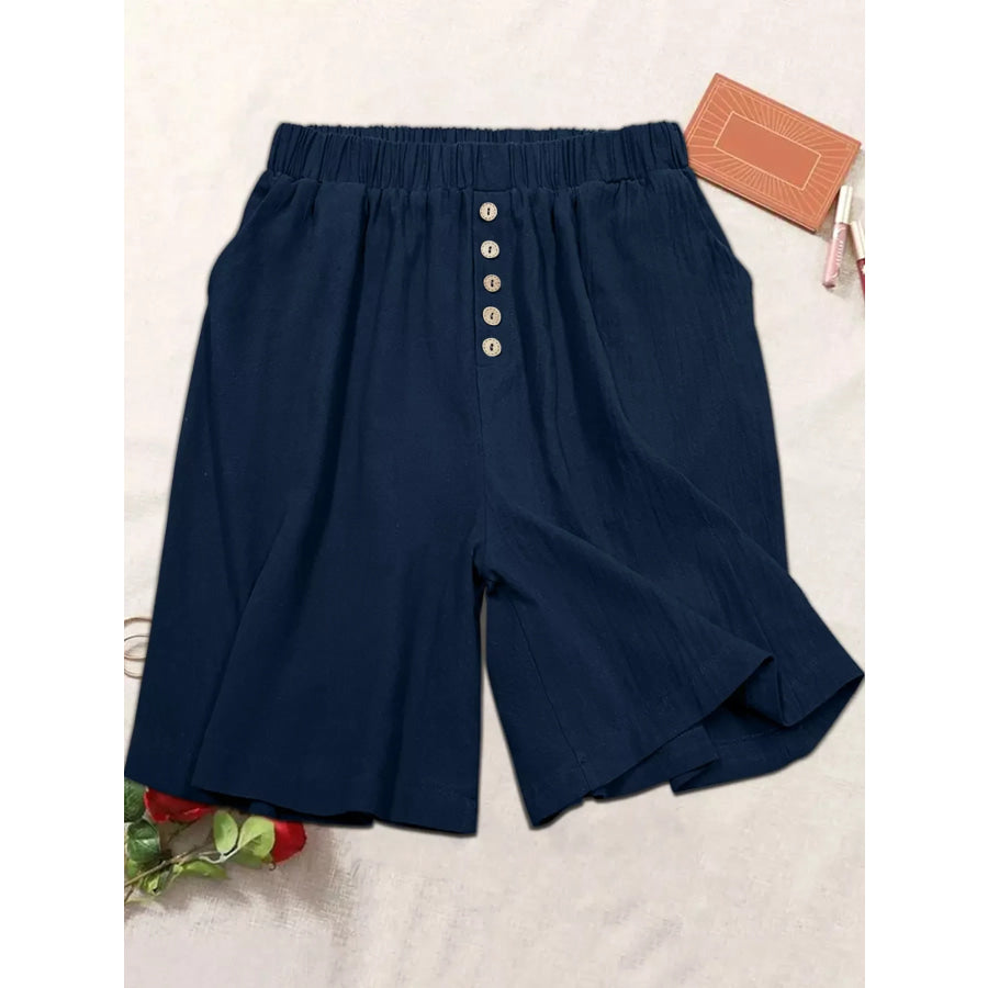 Plus Size Elastic Waist Casual Shorts Apparel and Accessories