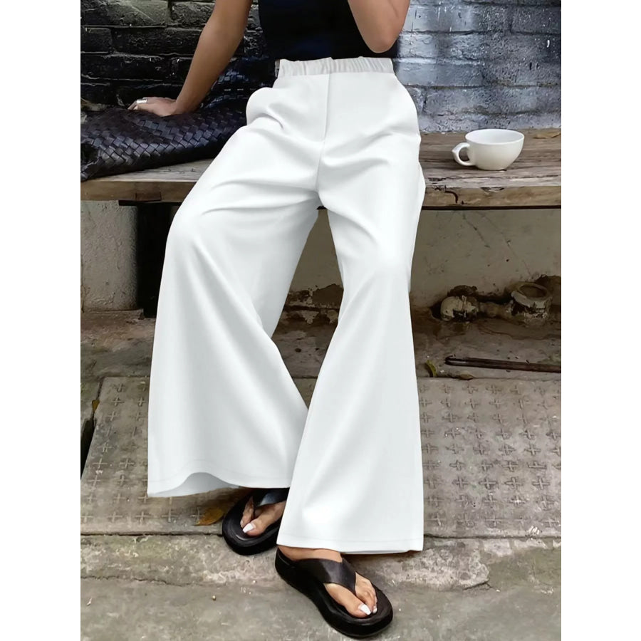 Plus Size Elastic Waist Wide Leg Pants Apparel and Accessories