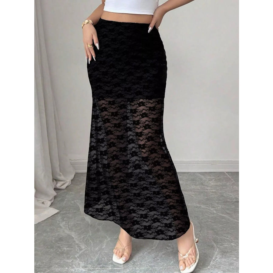 Plus Size Elegant Lace Mermaid Sheer Skirt Apparel and Accessories