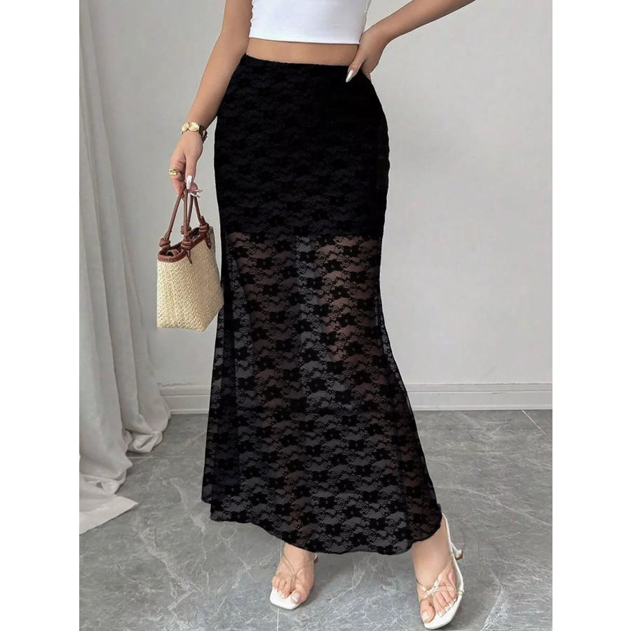 Plus Size Elegant Lace Mermaid Sheer Skirt Black / 0XL Apparel and Accessories