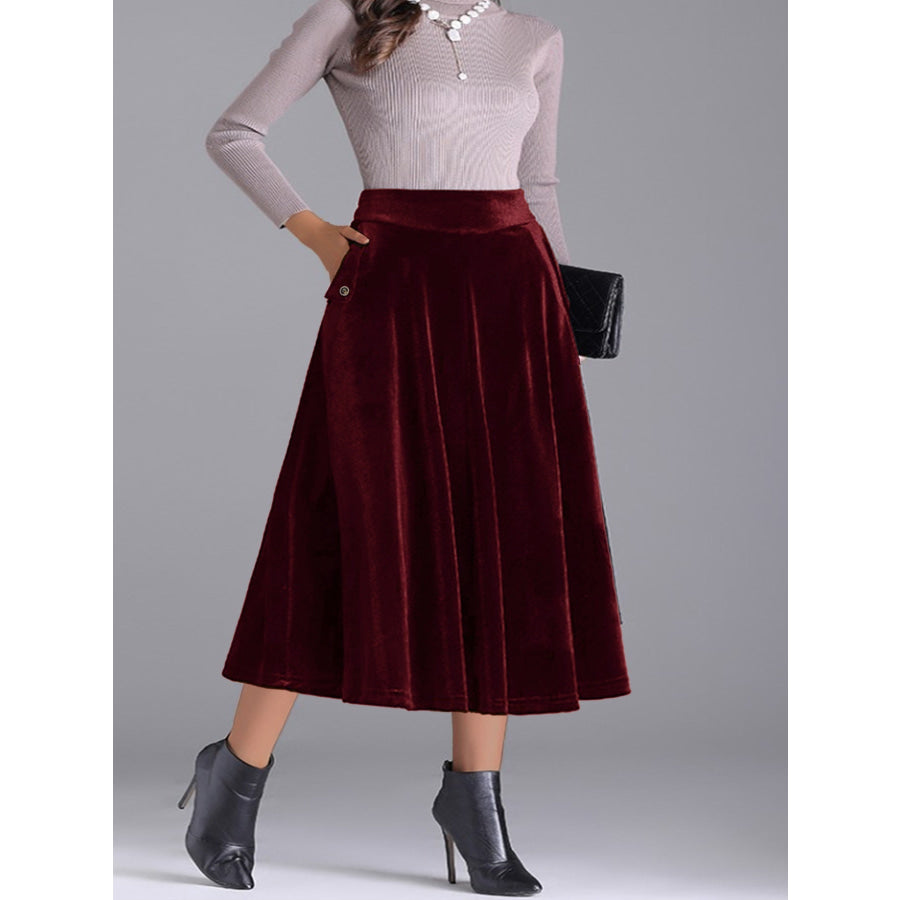 Plus Size Elegant Velvet A-Line Midi Skirt Apparel and Accessories