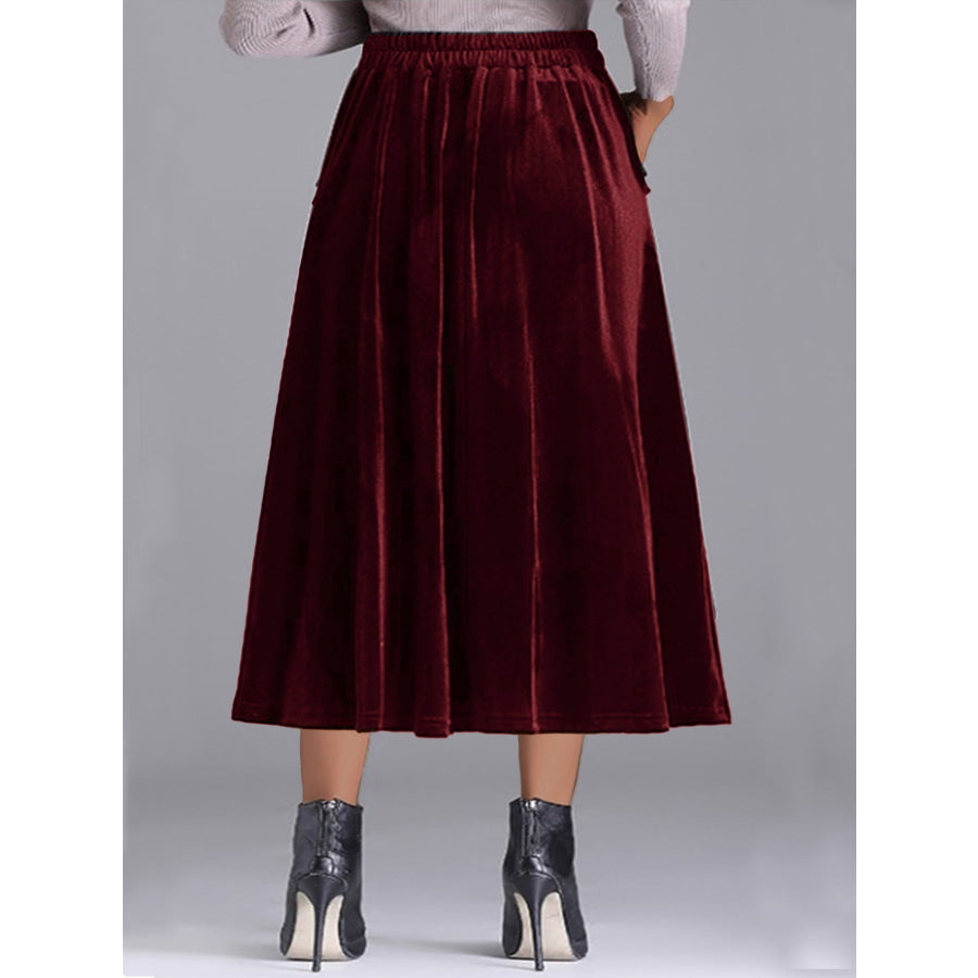 Plus Size Elegant Velvet A-Line Midi Skirt Apparel and Accessories