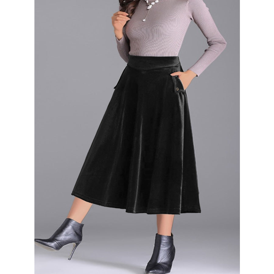 Plus Size Elegant Velvet A-Line Midi Skirt Apparel and Accessories