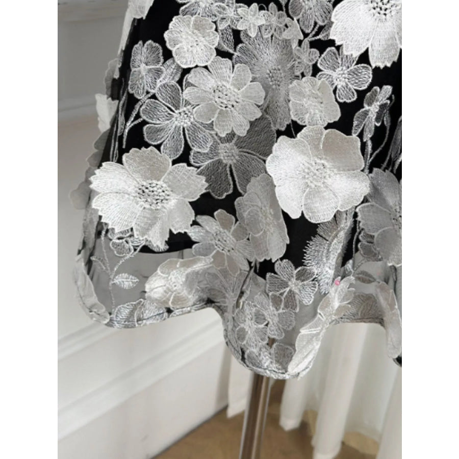Plus Size Embroidered Floral V-Neck Mini Dress Apparel and Accessories