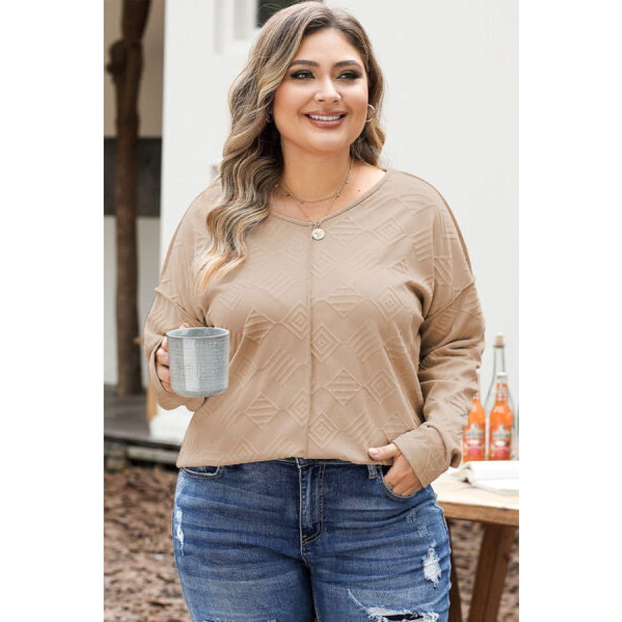 Plus Size Exposed Seam Dropped Shoulder T-Shirt Clothing