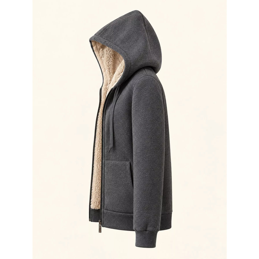Plus Size Fleece-Lined Thermal Zip-Up Hoodie Apparel and Accessories