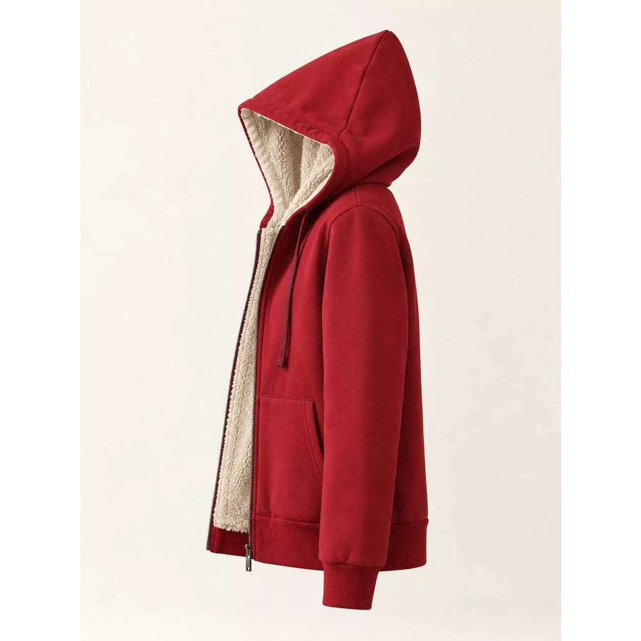 Plus Size Fleece-Lined Thermal Zip-Up Hoodie Apparel and Accessories