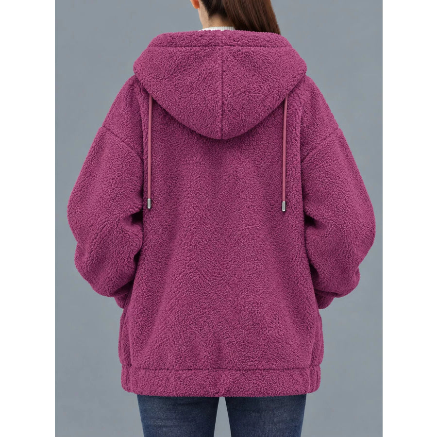 Plus Size Fleece Zip-Up Hoodie with Pockets Apparel and Accessories