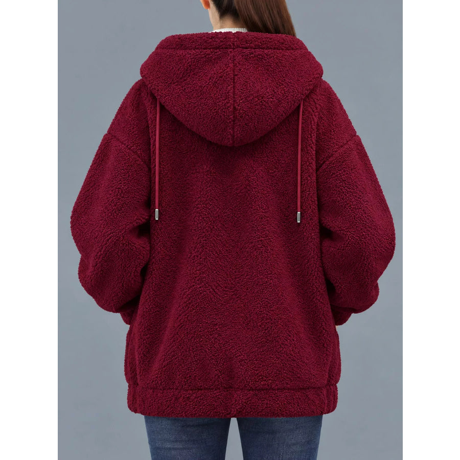 Plus Size Fleece Zip-Up Hoodie with Pockets Apparel and Accessories