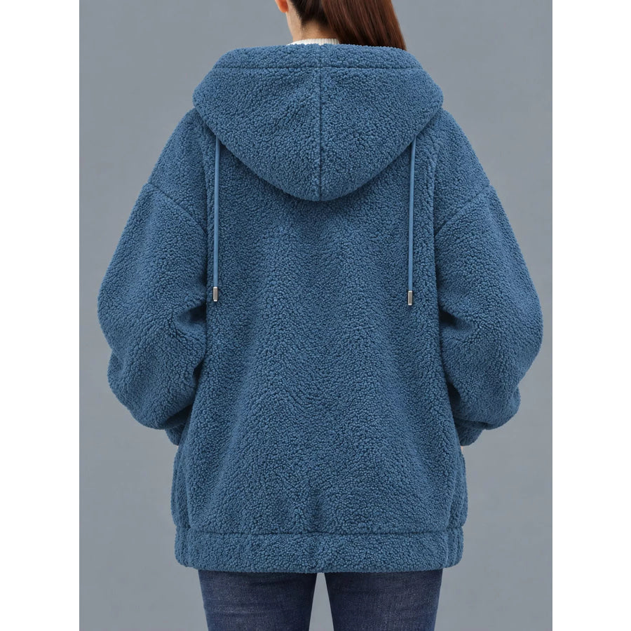 Plus Size Fleece Zip-Up Hoodie with Pockets Apparel and Accessories