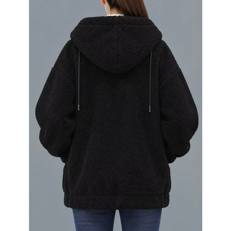Plus Size Fleece Zip-Up Hoodie with Pockets Apparel and Accessories