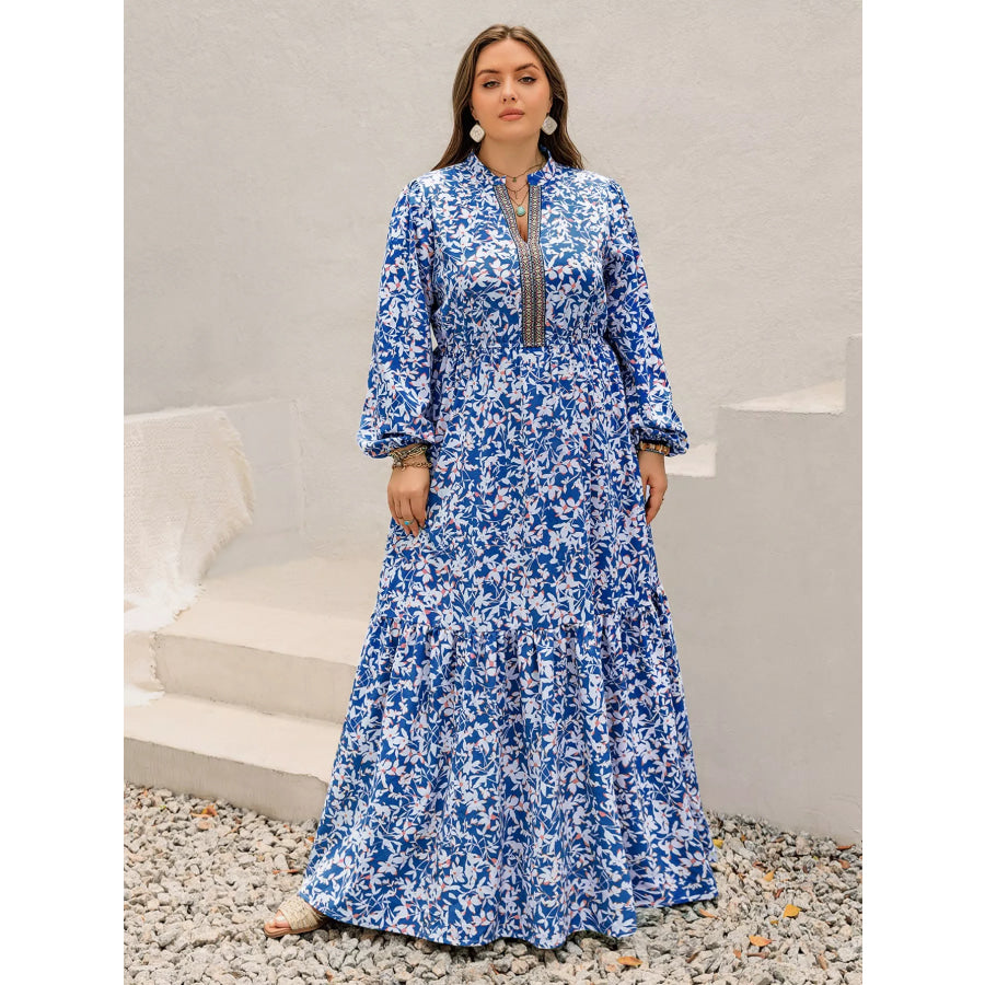 Plus Size Floral Print Bohemian Maxi Dress Apparel and Accessories