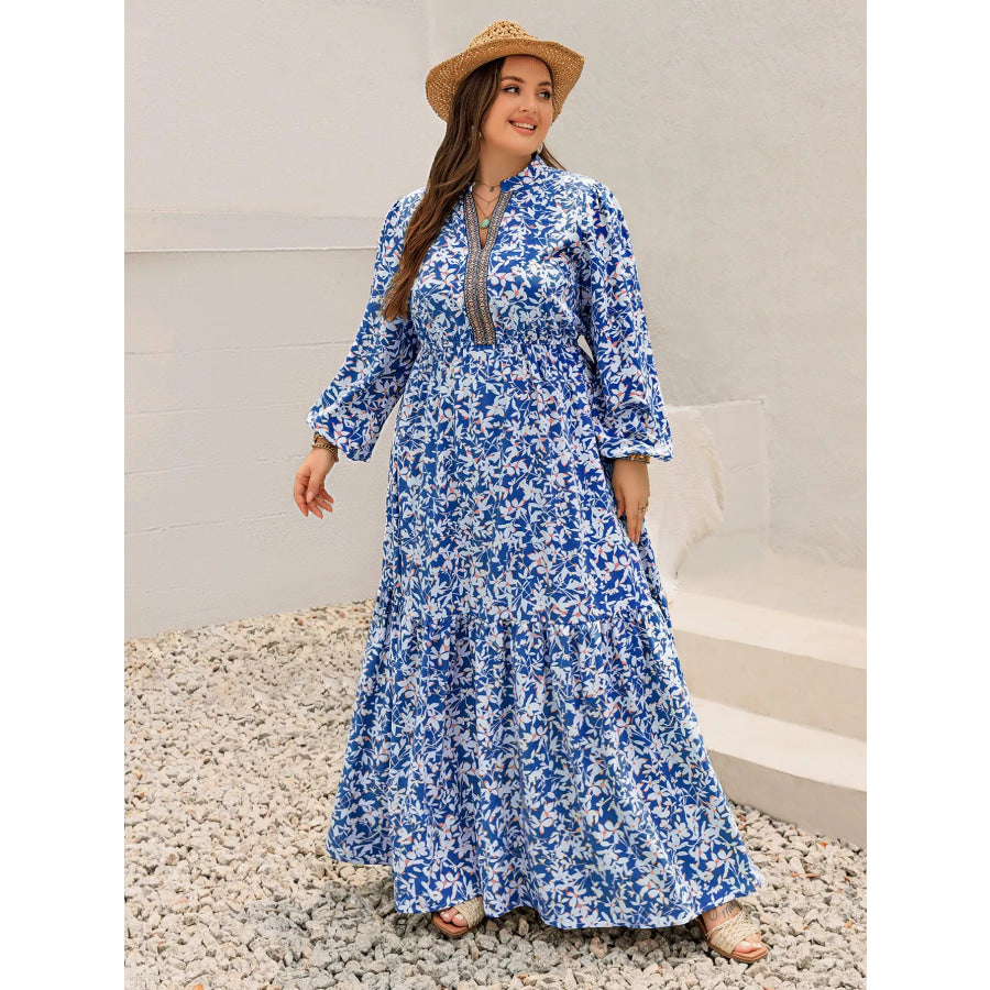 Plus Size Floral Print Bohemian Maxi Dress Apparel and Accessories