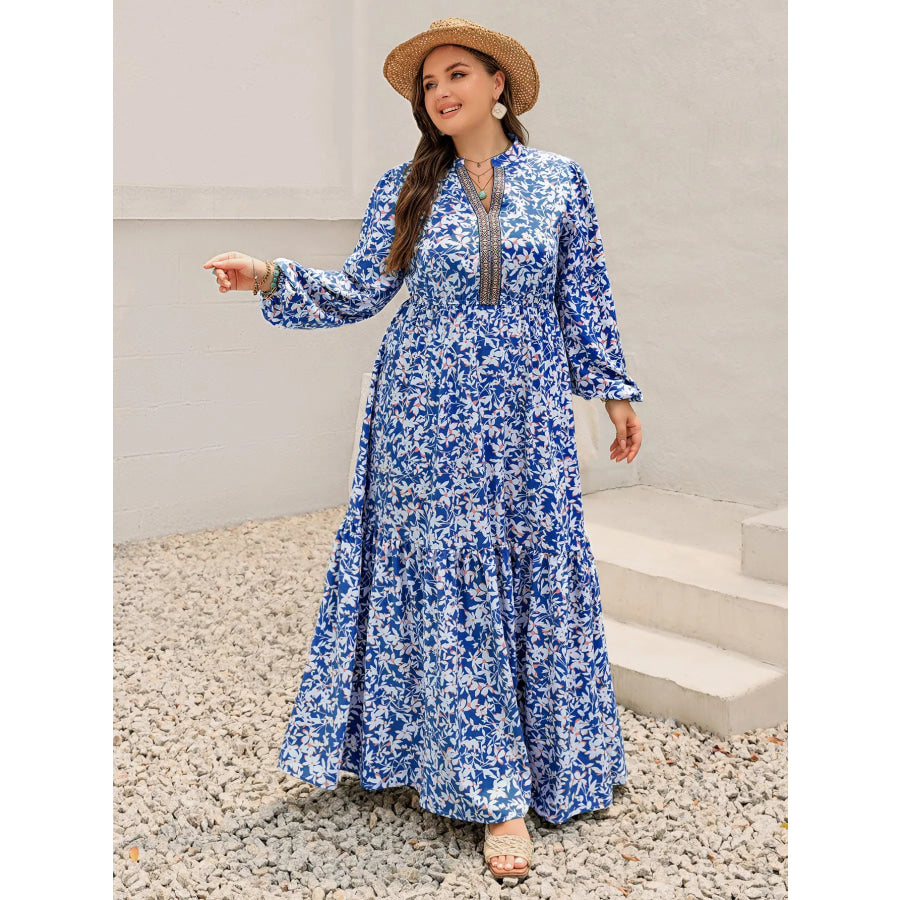 Plus Size Floral Print Bohemian Maxi Dress Apparel and Accessories