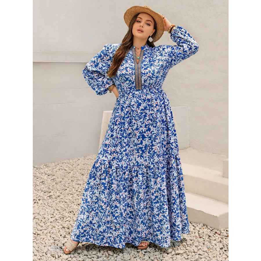 Plus Size Floral Print Bohemian Maxi Dress Apparel and Accessories