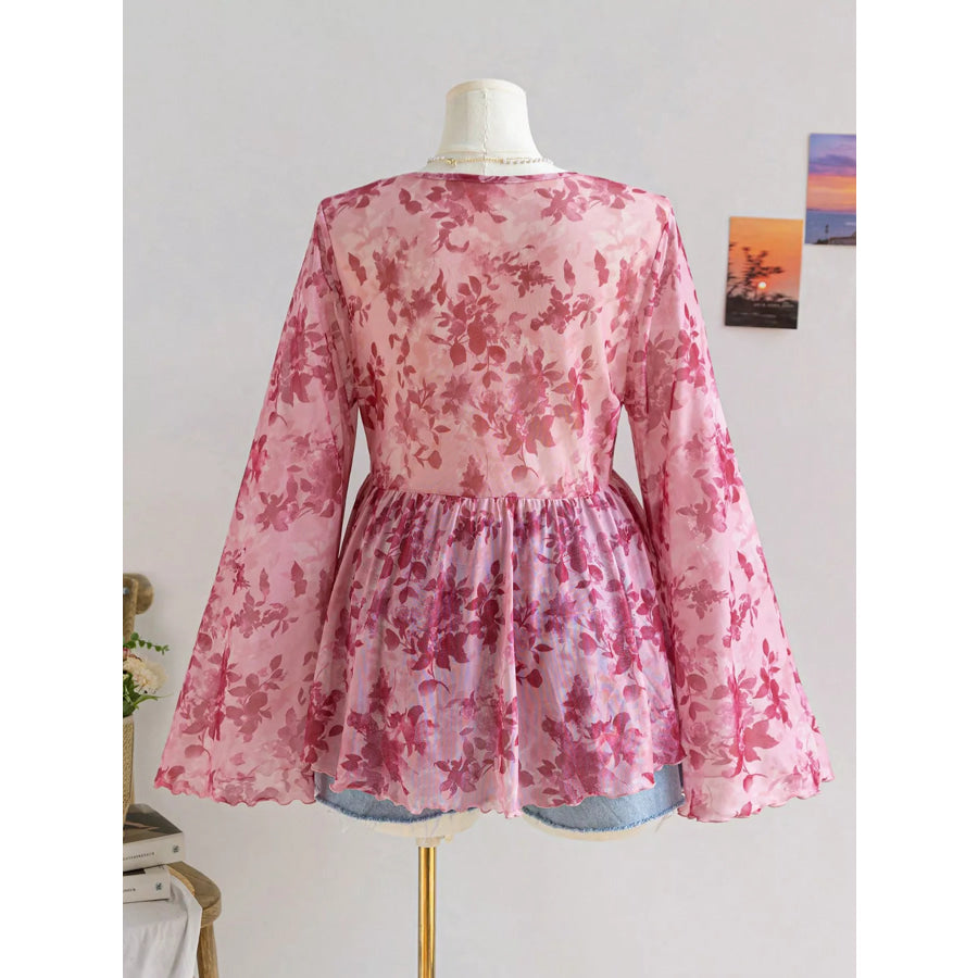 Plus Size Floral Print Chiffon Blouse Apparel and Accessories