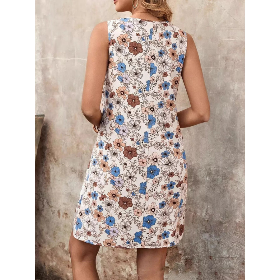 Plus Size Floral Print Sleeveless Casual Mini Dress Apparel and Accessories
