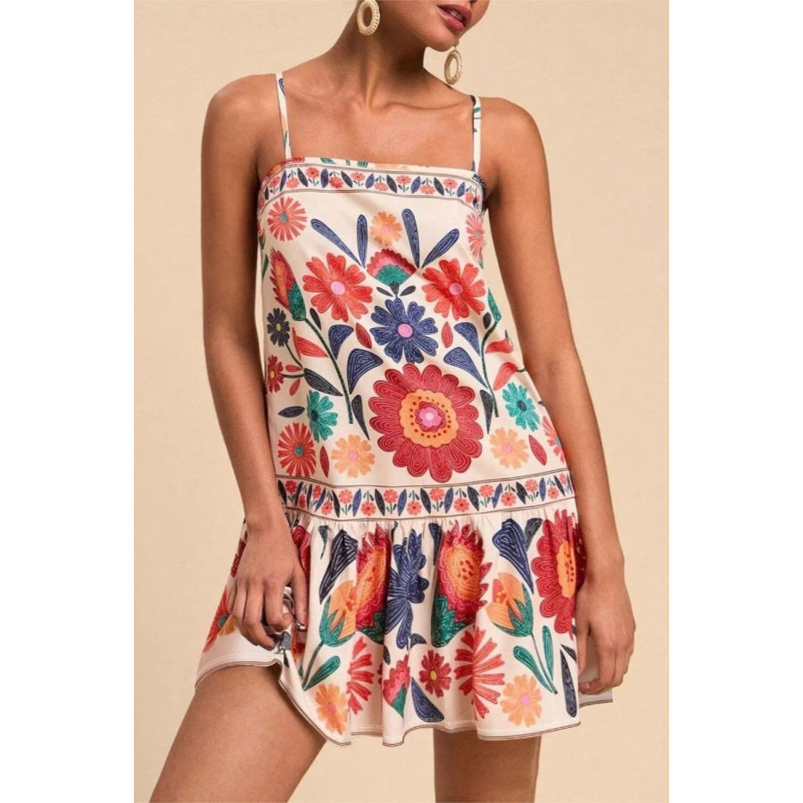 Plus Size Floral Print Sleeveless Mini Dress Floral / 1XL Apparel and Accessories