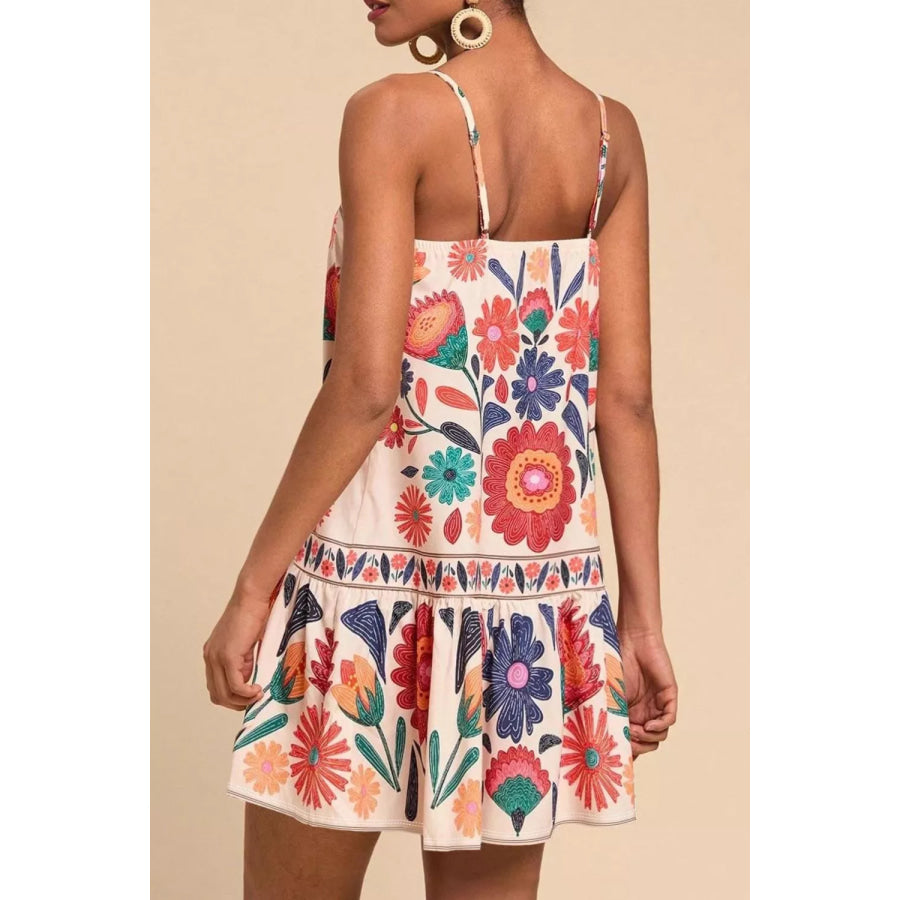 Plus Size Floral Print Sleeveless Mini Dress Floral / 1XL Apparel and Accessories