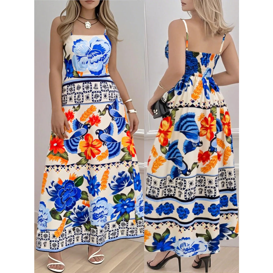 Plus Size Floral Print Spaghetti Strap Maxi Dress Apparel and Accessories
