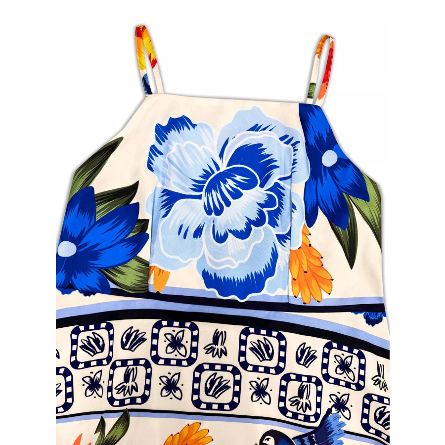 Plus Size Floral Print Spaghetti Strap Maxi Dress Apparel and Accessories