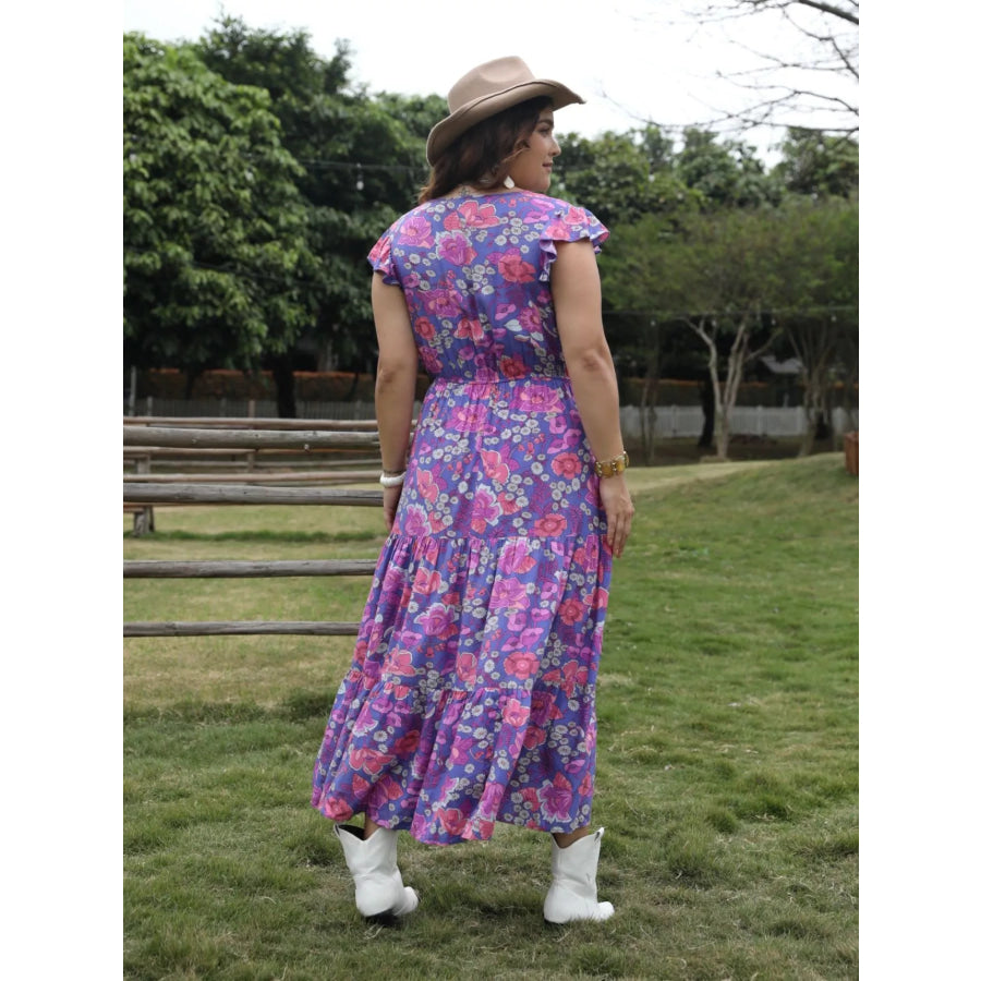 Plus Size Floral Print Tiered Maxi Dress Apparel and Accessories