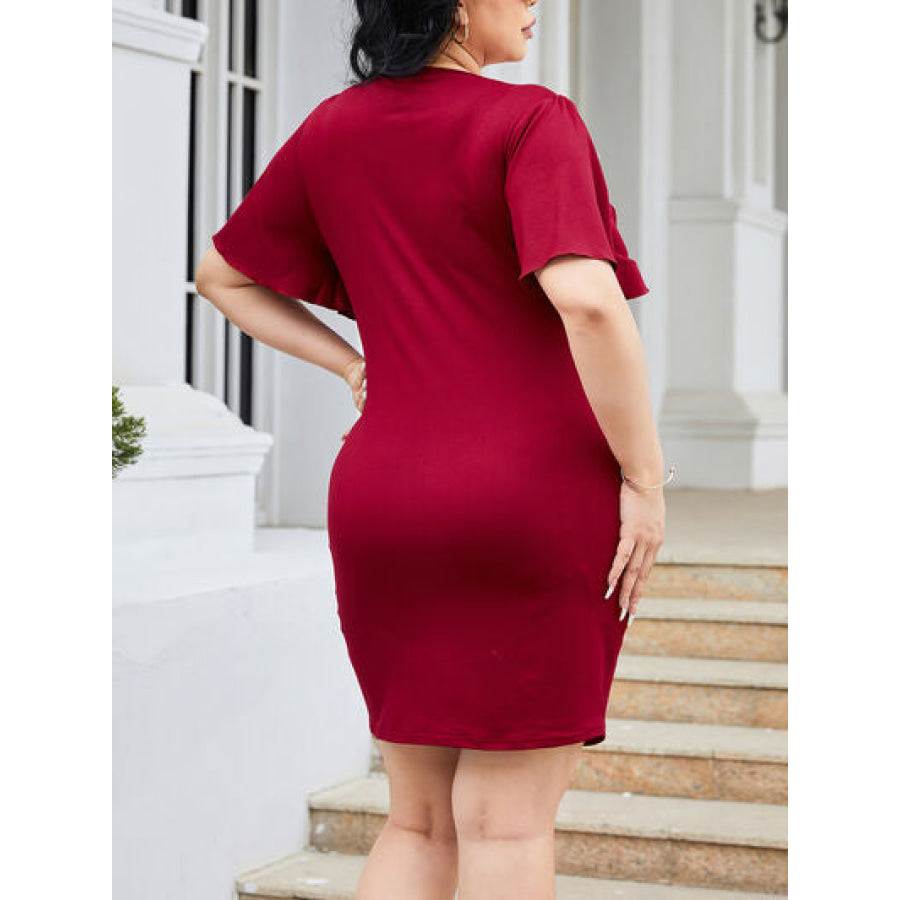 Plus Size Flutter Sleeve Mini Dress Apparel and Accessories