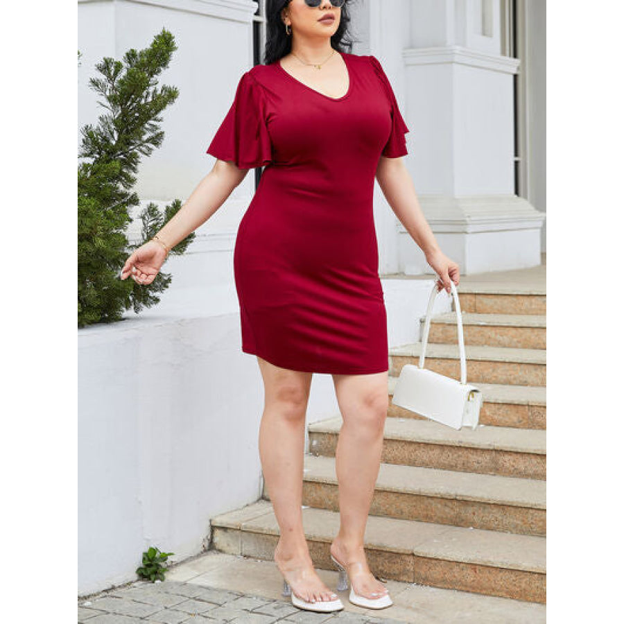 Plus Size Flutter Sleeve Mini Dress Apparel and Accessories