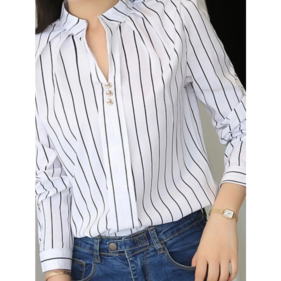 Plus Size Geometric Print Button-Down Shirt Apparel and Accessories