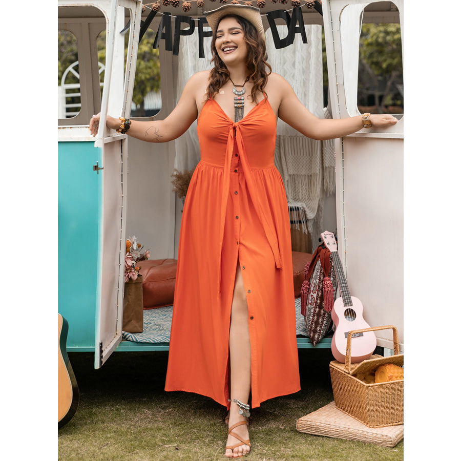 Plus Size Halter Neck Midi Dress Apparel and Accessories