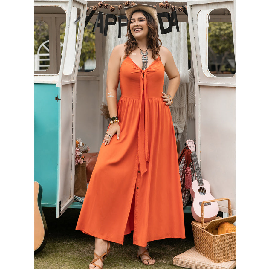 Plus Size Halter Neck Midi Dress Orange / 0XL Apparel and Accessories