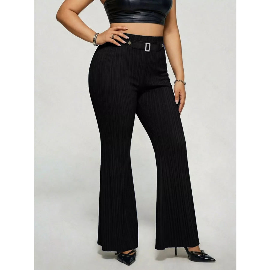 Plus Size High Waist Flare Pants Apparel and Accessories