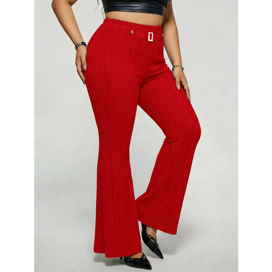 Plus Size High Waist Flare Pants Apparel and Accessories