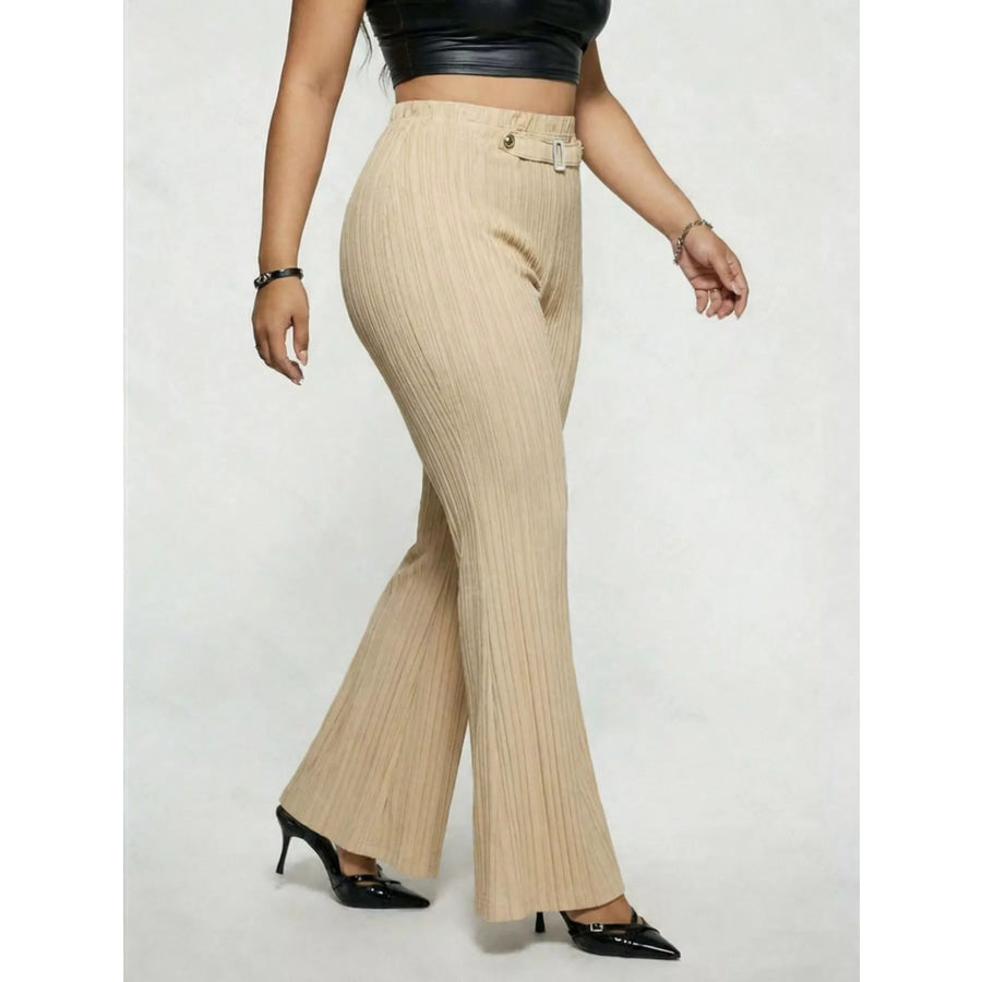 Plus Size High Waist Flare Pants Apparel and Accessories
