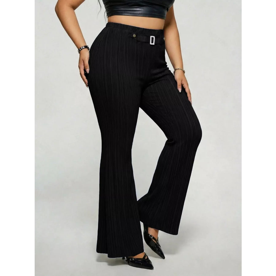 Plus Size High Waist Flare Pants Black / 0XL Apparel and Accessories