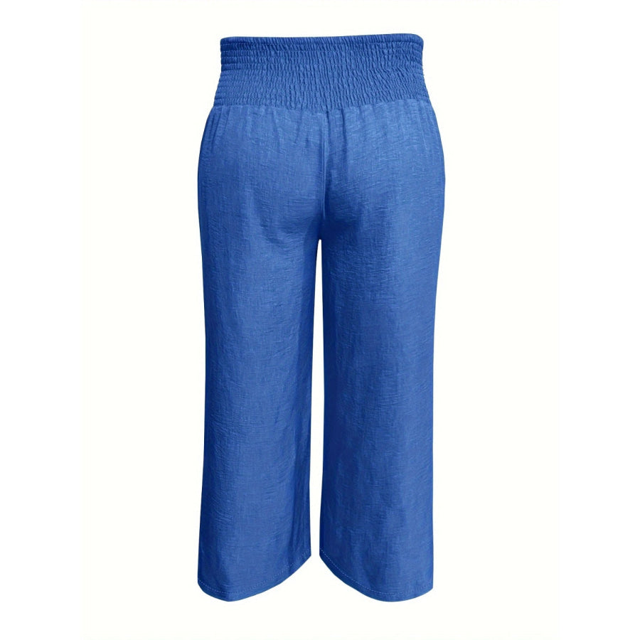 Plus Size High Waist Wide Leg Pants Royal Blue / 1XL Apparel and Accessories