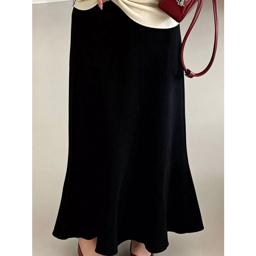 Plus Size High-Waisted Flared Skirt Black / XL Apparel and Accessories