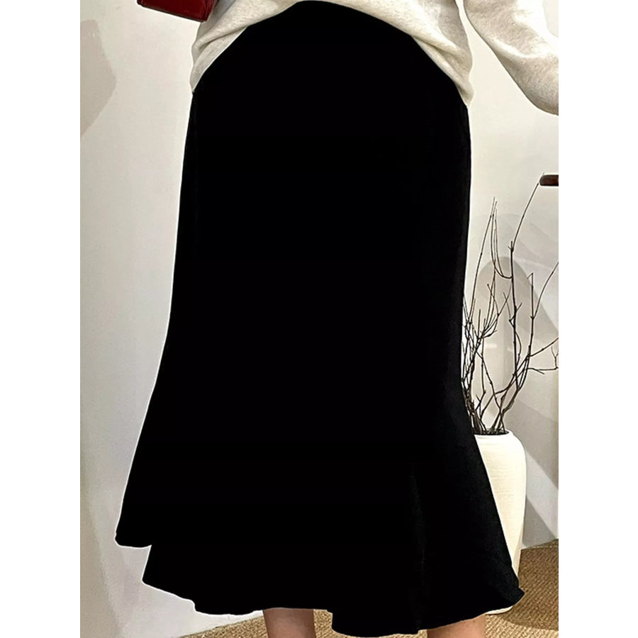 Plus Size High-Waisted Mermaid Skirt Black-Long / XL Apparel and Accessories