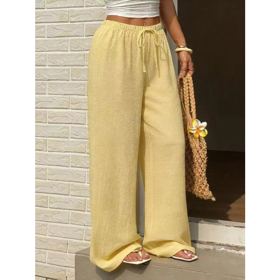 Plus Size High-Waisted Wide-Leg Pants Apparel and Accessories