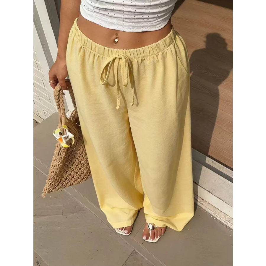 Plus Size High-Waisted Wide-Leg Pants Apparel and Accessories