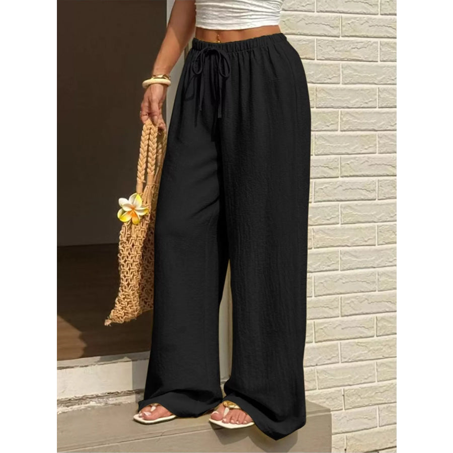 Plus Size High-Waisted Wide-Leg Pants Black / 0XL Apparel and Accessories