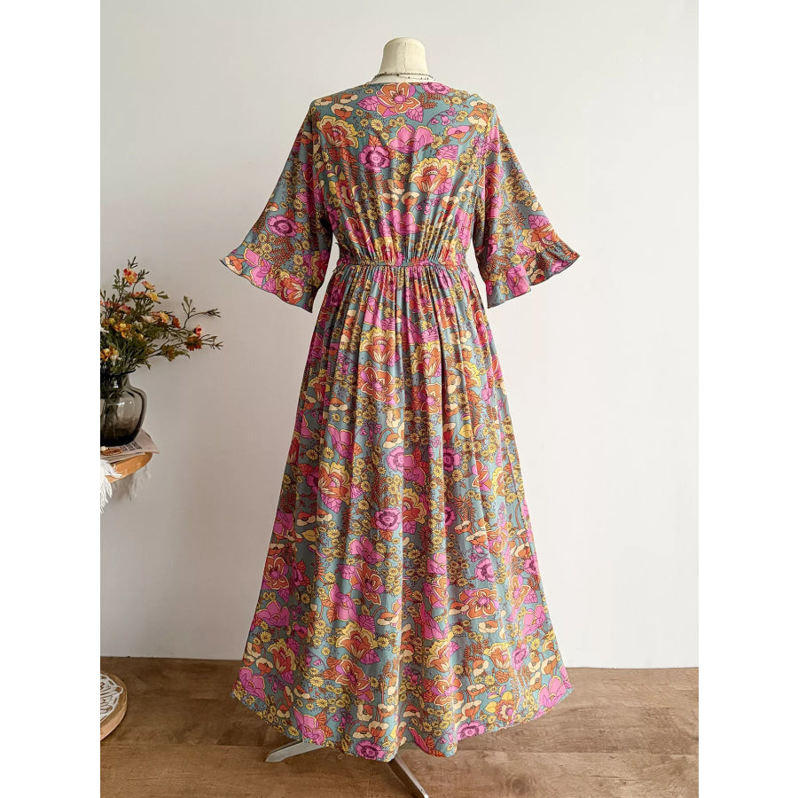 Plus Size Lace Detail Floral Surplice Dress Apparel and Accessories