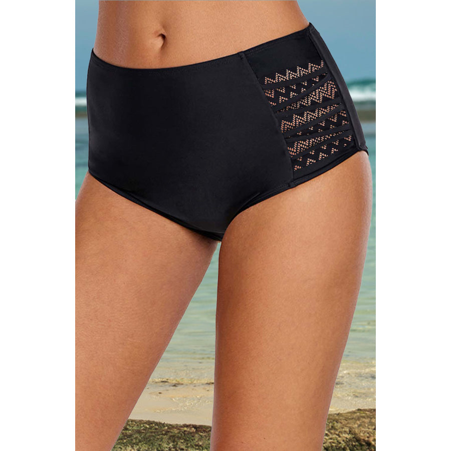 Plus Size Lace Detail Low Waist Swim Brief Black / L Apparel and Accessories